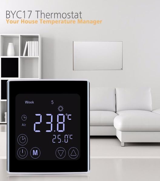 Termostato programmabile settimanale per riscaldamento a pavimento Termostato per regolatore di temperatura ambiente LCD touch screen Bianco Backl2250145