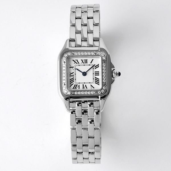 Bvf relógio de alta qualidade mostrador prateado com diamante 316 caixa de aço fino pulseira vidro safira espelho movimento quartzo suíço 22mm