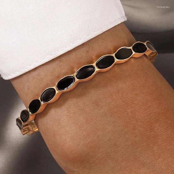 Charme pulseiras ins moda preto gotejamento pulseira de óleo para mulheres encantadora liga de metal abertura boêmia jóias presente 18028