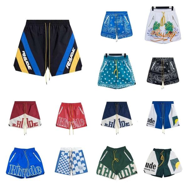 Pantaloncini rhude di alta qualità firmati pantaloncini da spiaggia moda estiva Uomo Donna street wear rosso blu nero pantaloncini rhude leggeri allentati pantaloncini da palestra corti da uomo zx