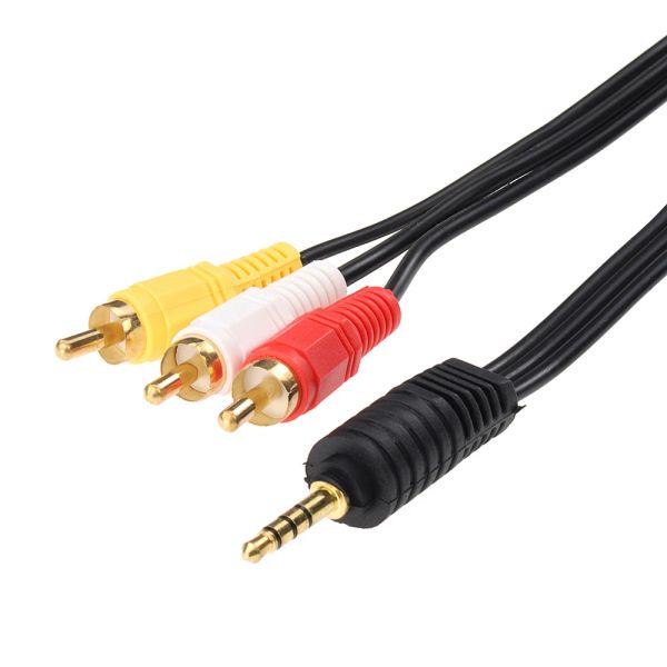 3.5mm jack macho para 3 rca macho cabo de áudio e vídeo linha cabo av para caixa de tv dvd cd computador alto-falante de som 1.5m