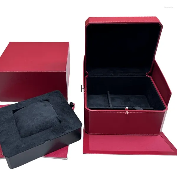Caixas de relógio Personalização Caixa vermelha de alta qualidade com cartão de papel e saco para Top Luxury BZM Case Relógio de pulso Display