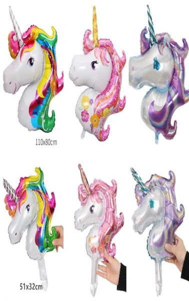 Kızlar Doğum Günü Dekorasyonu Renkli Unicorn Balon Çocuklar Çocuk Bebek Duş Düğün Partisi Favor Alüminyum Film Balonları3328147