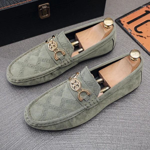 Yeşil klasik süet sıradan moccasin 954 erkek ayakkabıları el yapımı deri moafers erkekler düzler rahat slip-on yürüyüş sürüş 972 269 5