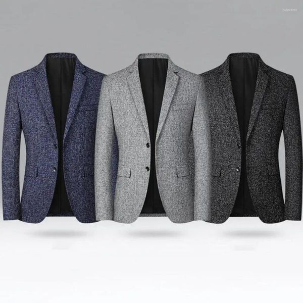 Ternos masculinos temperamento jaqueta formal cor sólida outono inverno simples dois botões blazer masculino único breasted