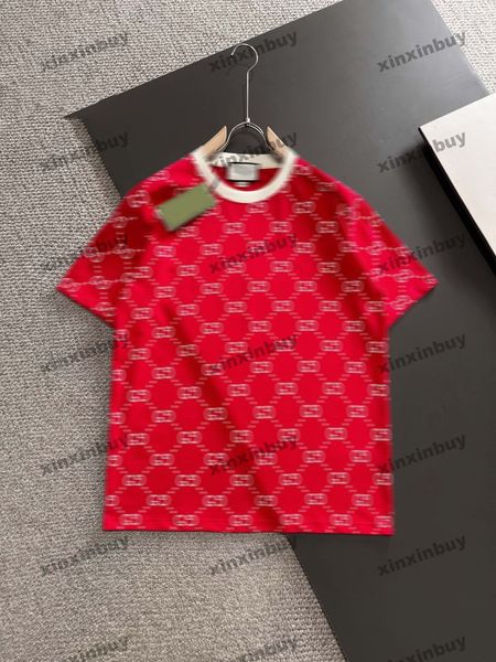 xinxinbuy Maglietta da uomo firmata Tee 2024 Italia Doppia lettera stampa manica corta in cotone da donna grigio nero bianco verde rosso S-3XL