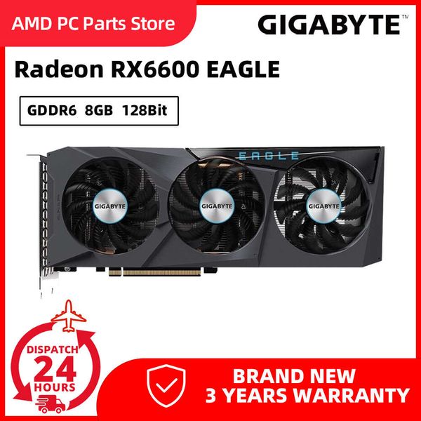 Schede grafiche GIGABYTE Radeon RX6600 EAGLE 8G GDDR6 Raphic Card 2491MHz 128bit PCIe 4.0 RX 6600 GPU MINI Schede Video per il gioco