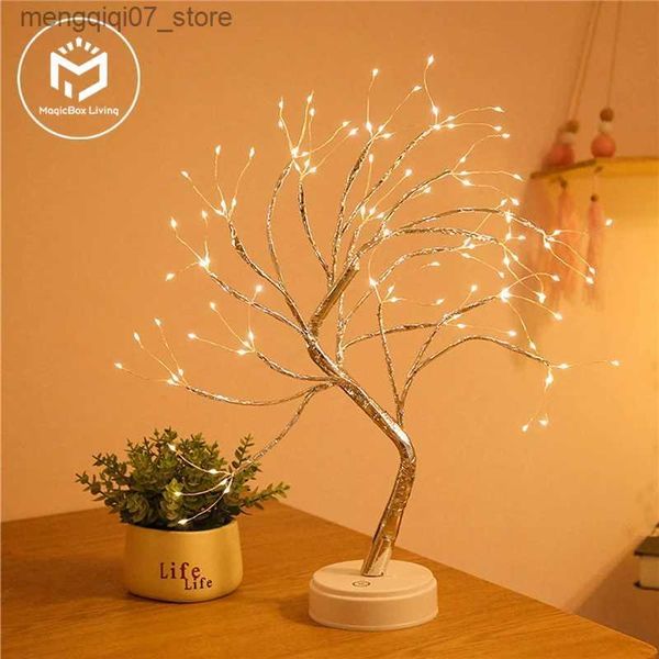 Lâmpadas Shades LED Night Light Mini Árvore de Natal Fio de Cobre Garland Lâmpada para Crianças Home Quarto Decoração Decoração Fada Luz Iluminação de Feriado L240311