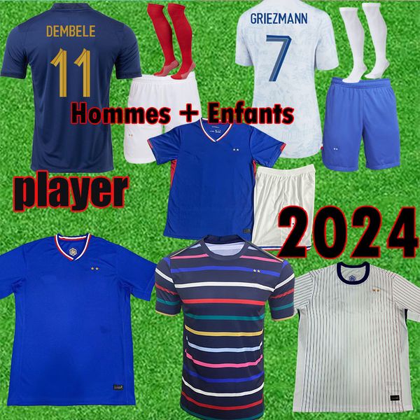 Maillots de football euro 2024 Fußballtrikots Französisch BENZEMA Frankreich Fußballtrikots MBAPPE GRIEZMANN CAMAVINGA maillot foot kit shirt hommes enfants HERREN Kindersets