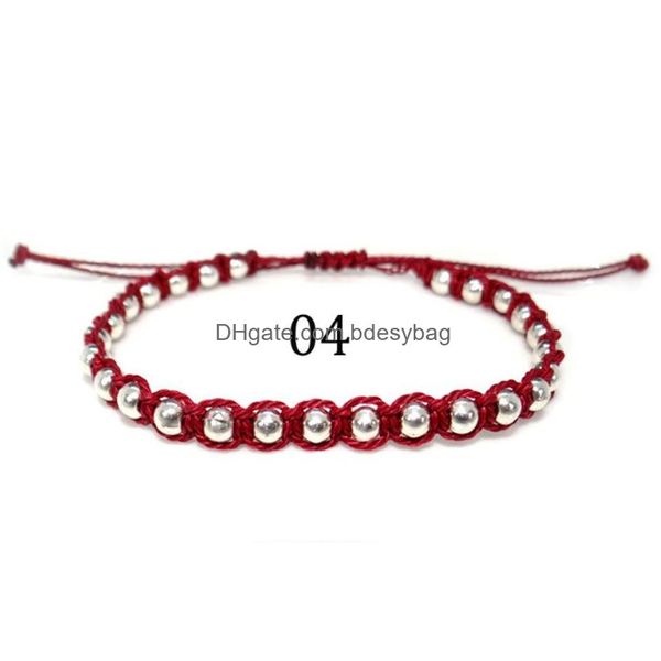 Charm Armbänder Handgemachte gewebte geflochtene Seil Edelstahl Perlen für Frauen Männer Massivfarbe Modeschmuck Drop Lieferung Dhhqc