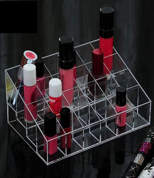 Plastica 24 griglie rossetto lucido cosmetici espositore portaoggetti rack trucco cosmetico espositore LJJK23487317819