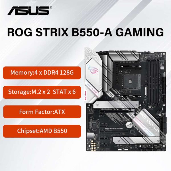 Nuova scheda madre ASUS ROG STRIX B550-A GAMING PCIe 4.0 dual M.2 con dissipatori di calore SATA 6 Gbps USB 3.2 Gen2 e Aura Sync RGB