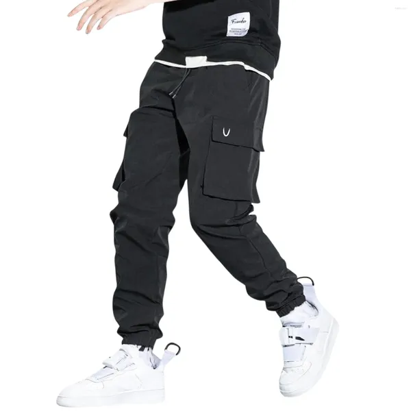 Herrenhosen Männlich männliche Mode lange solide elastische Taillenhose mit Taschen Casual Sport für Mann Outdoor Streetwears Ropa Hombre