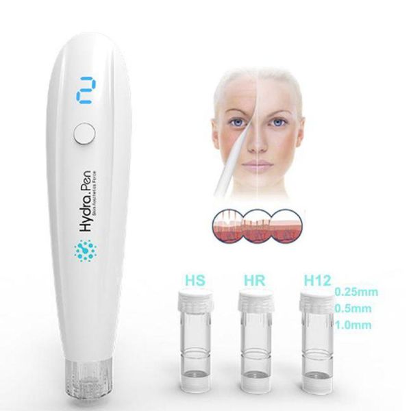 Hydra.pen H2 Kablosuz Derma Hydra Pen Profesyonel Mikroiğling 2 PCS ile 12 Pim 0.5mm İğne Kartuşları Dermapen Damga Cilt Bakımı Serum Aplikatör Yüzü MTS512