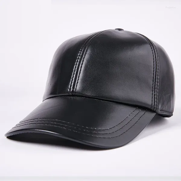 Top Caps Erkekler Orijinal Deri Şapka Yetişkin Beyzbol Kapağı Ayarlanabilir Moda Erkek Düz Renk Sıcak Çıngırak Koyun Dinleri B-7205
