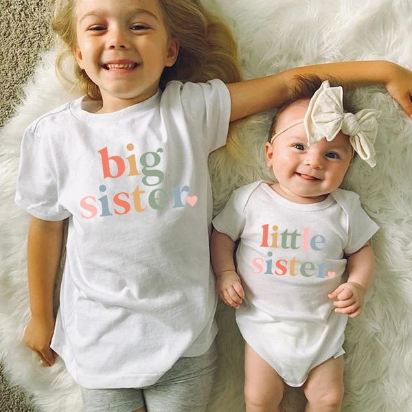 Große Schwester, kleine passende Outfits, Geschwister-Hemden, Baby-Bodys, Baumwolle, Ankündigung, Schwestern, T-Shirt, Geschenke 240301