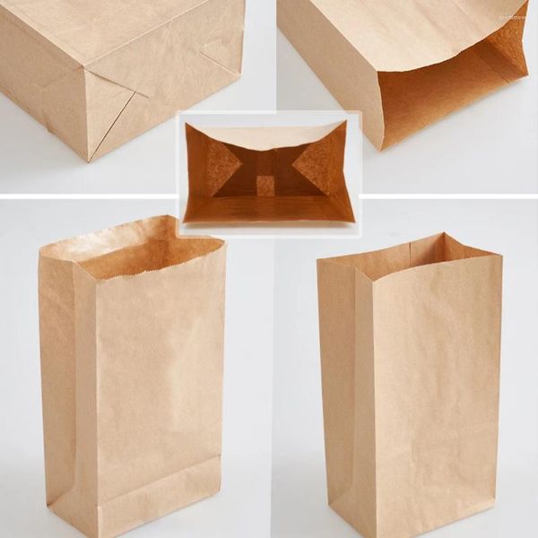 Envoltório de presente 20 pcs marrom kraft saco de papel comida legumes sacos de cozimento biscoitos pão pacote de doces cosméticos armazenamento