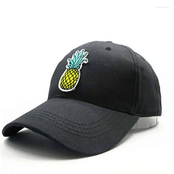 Ballkappen 2024 Ananas-Frucht-Stickerei-Baumwoll-Baseballkappe Hip-Hop-verstellbare Hysteresenhüte für Männer und Frauen 147