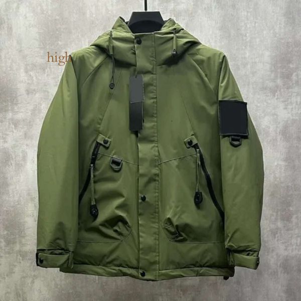 Designer Herren Stones Island Winter Damen Daunenjacke für den Außenbereich, winddicht, kältebeständig, warm, mit Kapuze, Baumwolljacke, Revers, Spleißen, gefälschte Zweiteile, lässig, Cou Q85H#, Höhe 42