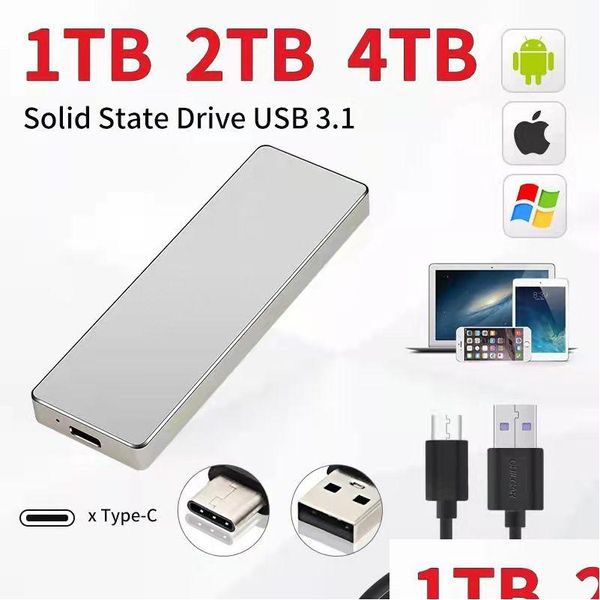 Harici Sabit Drives 2023 Yüksek Hızlı Sürücü 500GB 1TB 2TB 4TB 8TB USB3.1 SSD 2,5 inç Taşınabilir 16 TB Dizüstü bilgisayarlar için PS4 Damla Dağıtım OTG1Y