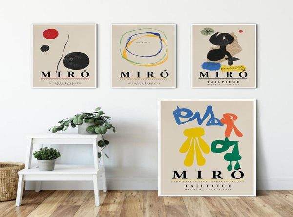 Dipinti Joan Miro Retro Opere d'arte Mostra Poster e stampe Galleria Immagine di arte della parete Museo Pittura su tela per soggiorno Ho4228114