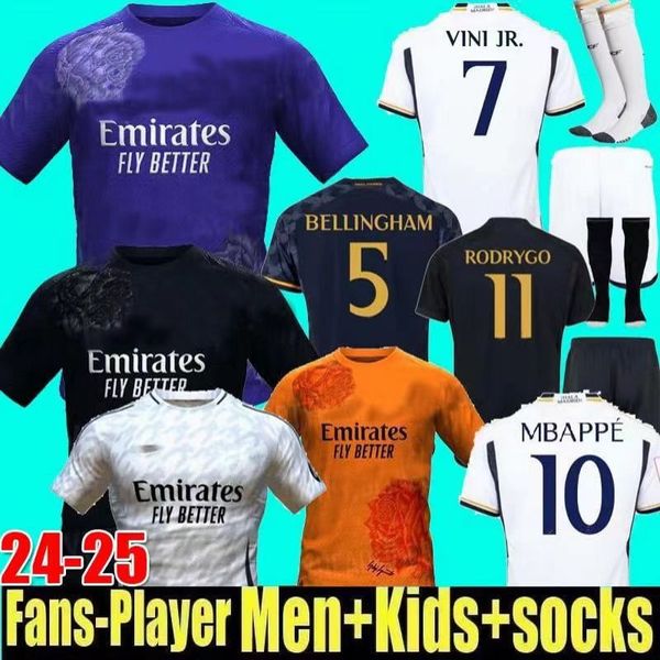 23 24 Fan Player Shirt da calcio MBAPPE Quarta maglie da calcio domestica Vini Jr Tchouameni Modric Valverde 2023 2024 uomini Kids Real Madrids Bellingham Uniform 3xl 4xl