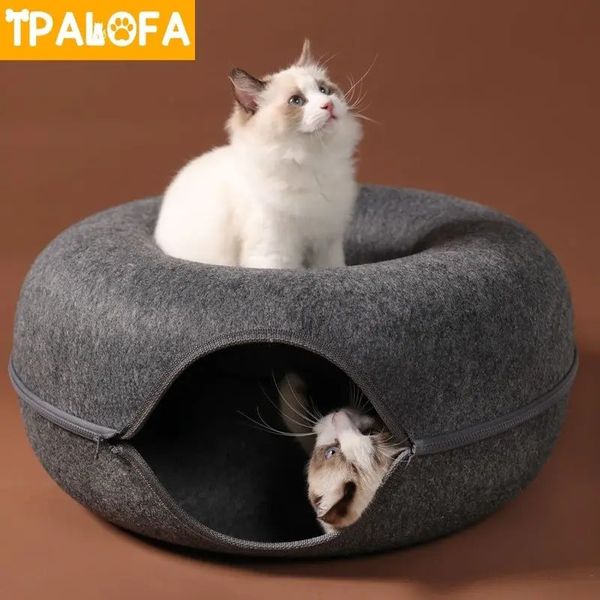 Feltro pet cat house gato túnel cama gatos brinquedos interativos engraçado gatinho grande gato exercício brinquedo removível produtos para animais de estimação gato villa 240227