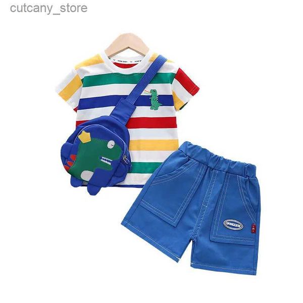 T-shirts Kleinkind Junge Kleidung Kinder Baby Kinder Kleidung Sets Sport Top + Kurzen Anzug Outfits Baby Outfits Geschenk Tasche L240311