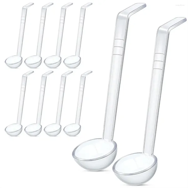 Set di stoviglie 10 pezzi 7,8 pollici 1 oz trasparente piccolo mestolo mini per salsa manico lungo plastica punch ciotola cucchiai da portata