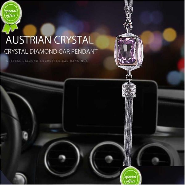 Decorações de interiores New Crystal Car Pingente Mobile Trowview Mirror Rosa Ornamentos pendurados Acessórios de interiores de diamante para Drop dell Dhoek