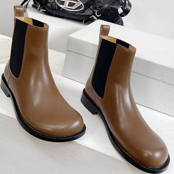 L Family mais recente casual cabeça redonda feminina botas curtas botas longas de couro tendão superior forro de pele de carneiro couro italiano sola grande botas femininas versáteis com tamanho 35-40