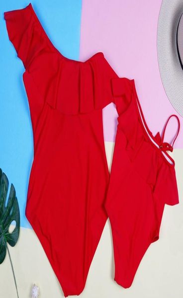 Badeanzüge für Mutter und Tochter, Mama und ich, Kleidung, Oneshoulder-Familienlook, Mutter-Tochter-Badebekleidung, Badeanzug, Baby-Mädchen-Bikini-Set 3561792