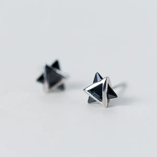 Orecchini a bottone MloveAcc geometria triangolare in argento sterling 925 per donna uomo gioielli in cristallo bianco nero Brincos