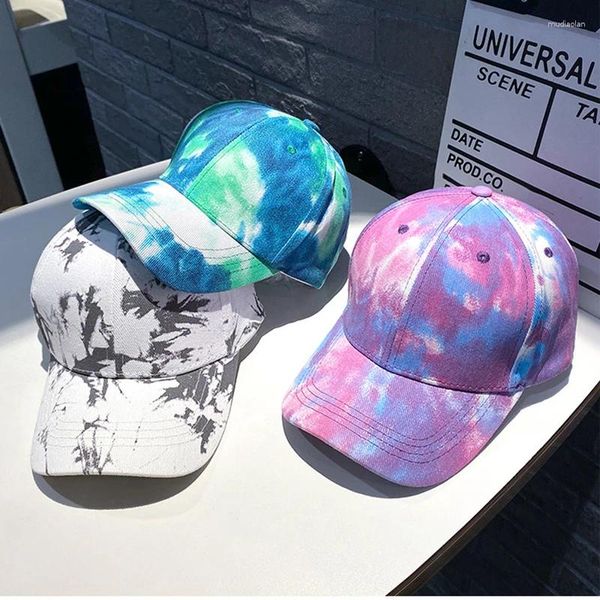 Berretti da baseball Colorati Berretto da baseball tie-dye Moda unisex Primavera Uomo Donna Amanti Cappello Sport all'aria aperta Regolabile Sole Graffiti Ossa