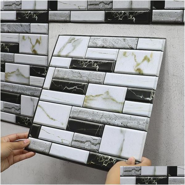 Adesivos de parede 10 / 20pcs 3D papel de parede autoadesivo 30 / 30cm à prova d'água tijolo sala de estar quarto crianças decoração de casa gota entregar dhduq