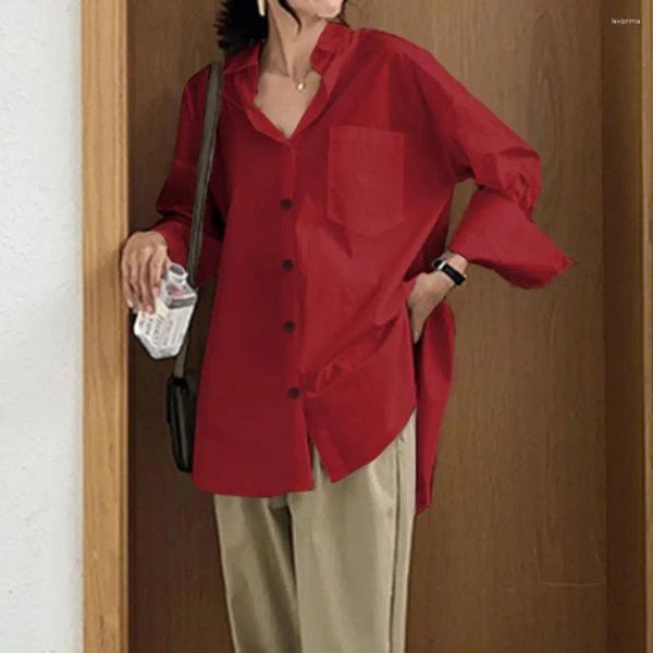 Женские блузки, женская рубашка с длинными рукавами, повседневный топ, шикарный, универсальный, однобортный, на пуговицах сзади, мягкий, для работы на работу
