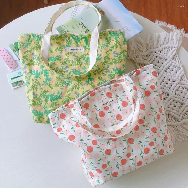 Sacos de compras para mulheres lona alça superior menina pequena bolsa de tecido de algodão reutilizável totes estudante bookbag crianças almoço