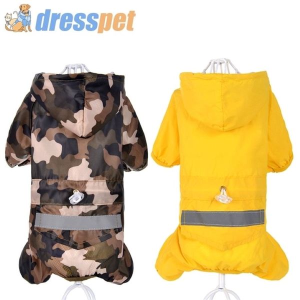 Dresset Pet Dog Yağmur Birliği% 100 Su Geçirmez Polyester Ceket Ceket Küçük Orta Köpekler Yağmur Kıyafetleri XXL Y200917284E