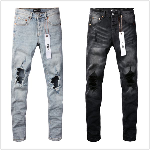 Jeans roxo jeans jeans para masculino jeans de alta qualidade jeans jeans designer de estilo legal calça angustiada motociclista raspada azul jean slim slim