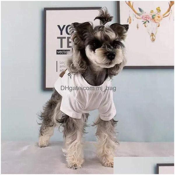 Abbigliamento per cani Abbigliamento estivo per animali Cappotto firmato Teddy barboncino Luxurys Cucciolo Moda T-shirt Orso Stampato Lettera Puro cotone Drop Delivery Dh5Iu