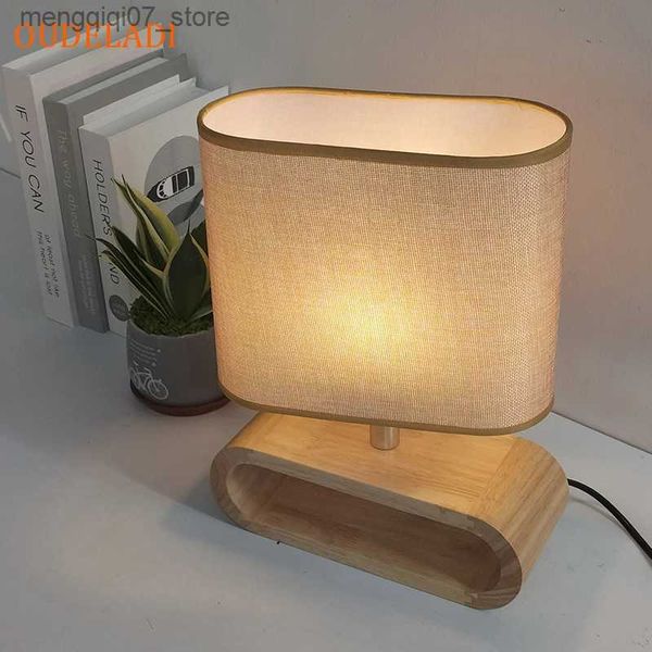 Lampenschirme Nordic Holzsockel Tischlampe Stoff Lampenschirm Leuchte E27 Wohnzimmer Schlafzimmer Nachttischlampe Leselampen L240311