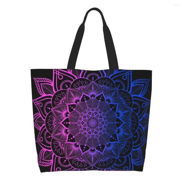 Borse per la spesa Bisessuale LGBTQ Mandala Generi alimentari Borsa a tracolla shopper in tela stampata carina Borsa boho lavabile di grande capacità