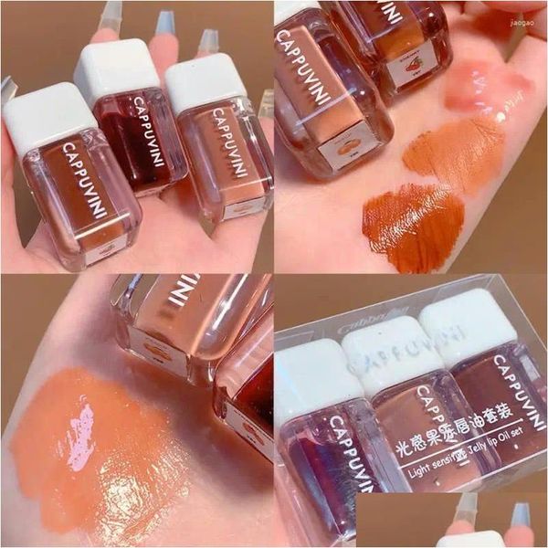 Lip Gloss Transparente Óleo Vidro Não-pegajoso Hidrata Tint Plumper Care Soro Primer Grande Escova Cabeça Gota Entrega Saúde Beleza Makeu Otwaz