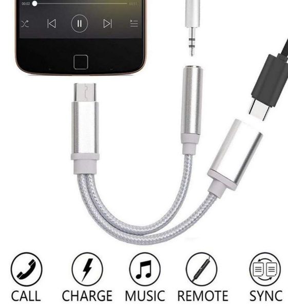 Cabo 2 em 1 tipo c para 3.5mm, jack de áudio aux, usb c para tipo c fêmea, fio de cabos de carregamento para samsung huawei3094157