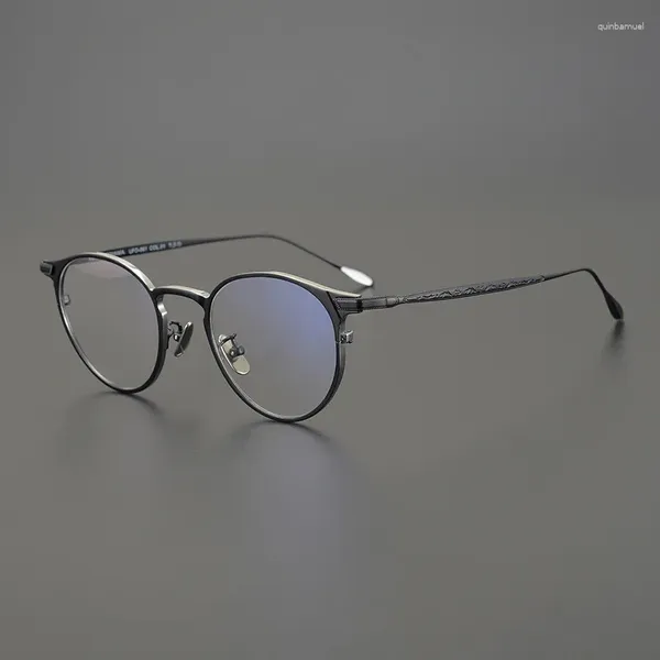 Óculos de sol quadros de alta qualidade marca artesanal titânio prescrição óculos homens mulheres luxo retro escultura óculos quadro oval