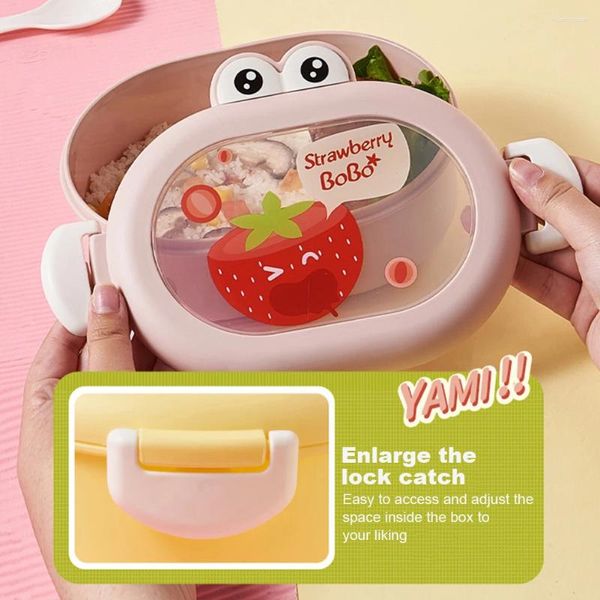 Stoviglie Cartoon Rana Bambino Bento Box Lavabile in lavastoviglie Contenitore per il pranzo con 2 scomparti Senza BPA Microonde per Ragazze Ragazzi Bambini piccoli