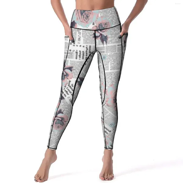 Kadın Taytlar Vintage Spaper Çiçek Baskı Egzersiz Yoga Pantolon Yüksek Bel leggins Streç Baskılı Spor Taytları XL XXL