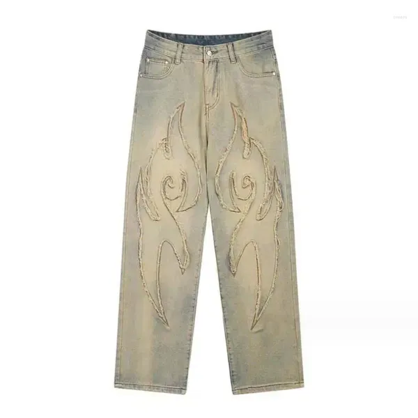 Jeans masculinos harajuku vintage tie-dye solto y2k streetwear gótico punk oversized calças casuais pernas largas bermuda grunge 2024 w712