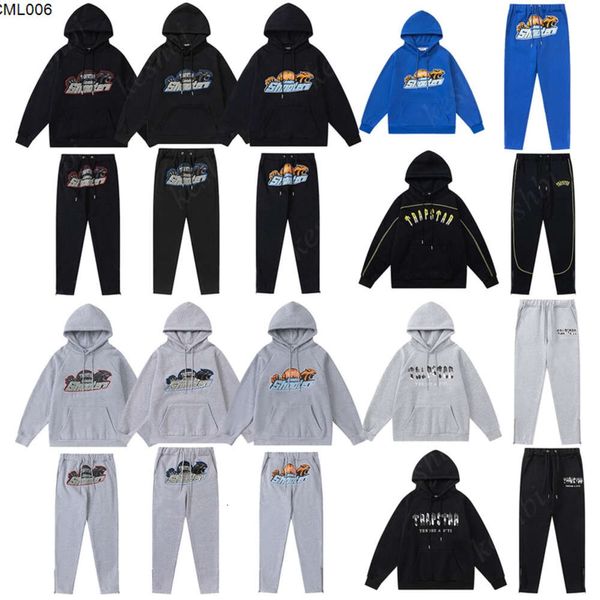 Trapstar Tracksuit Mens Sweater Calças Set Designer Hoodies Streetwear Moletons Terno Esportivo Bordado Letra De Pelúcia Decoração Grosso Calças Masculinas Wnhe