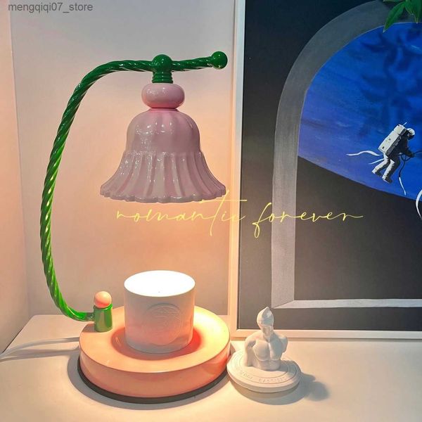 Paralumi 110 V / 230 V Decorazione della stanza coreana Lampada da comodino per ragazza Lampade da tavolo rosa Regalo Estetico Stile mediterraneo Camera da letto Aroma Scaldacandele L240311